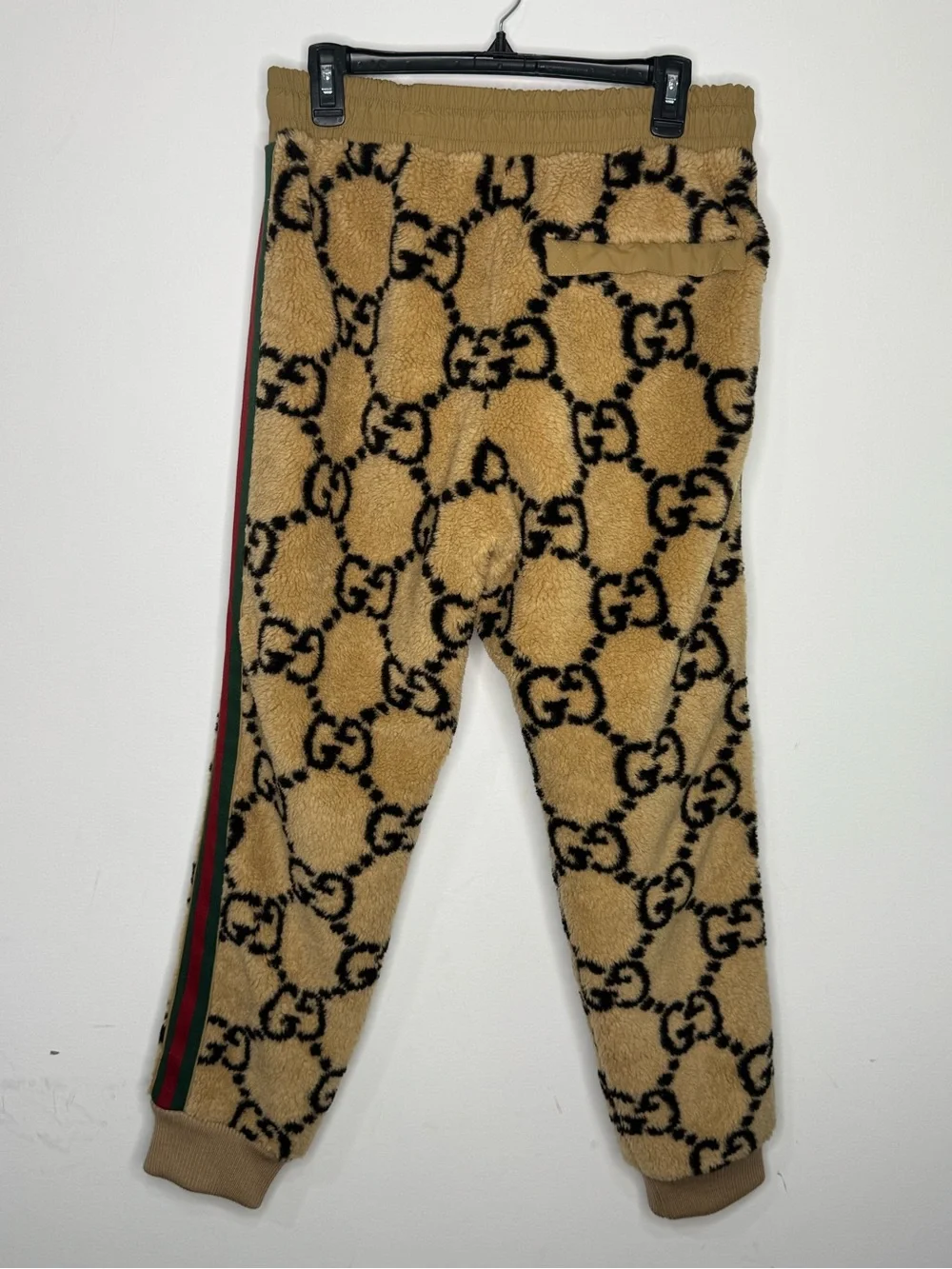 Gucci GG Jacquard Jogging Pants Wool Beige Ebony Striped Men’s Large